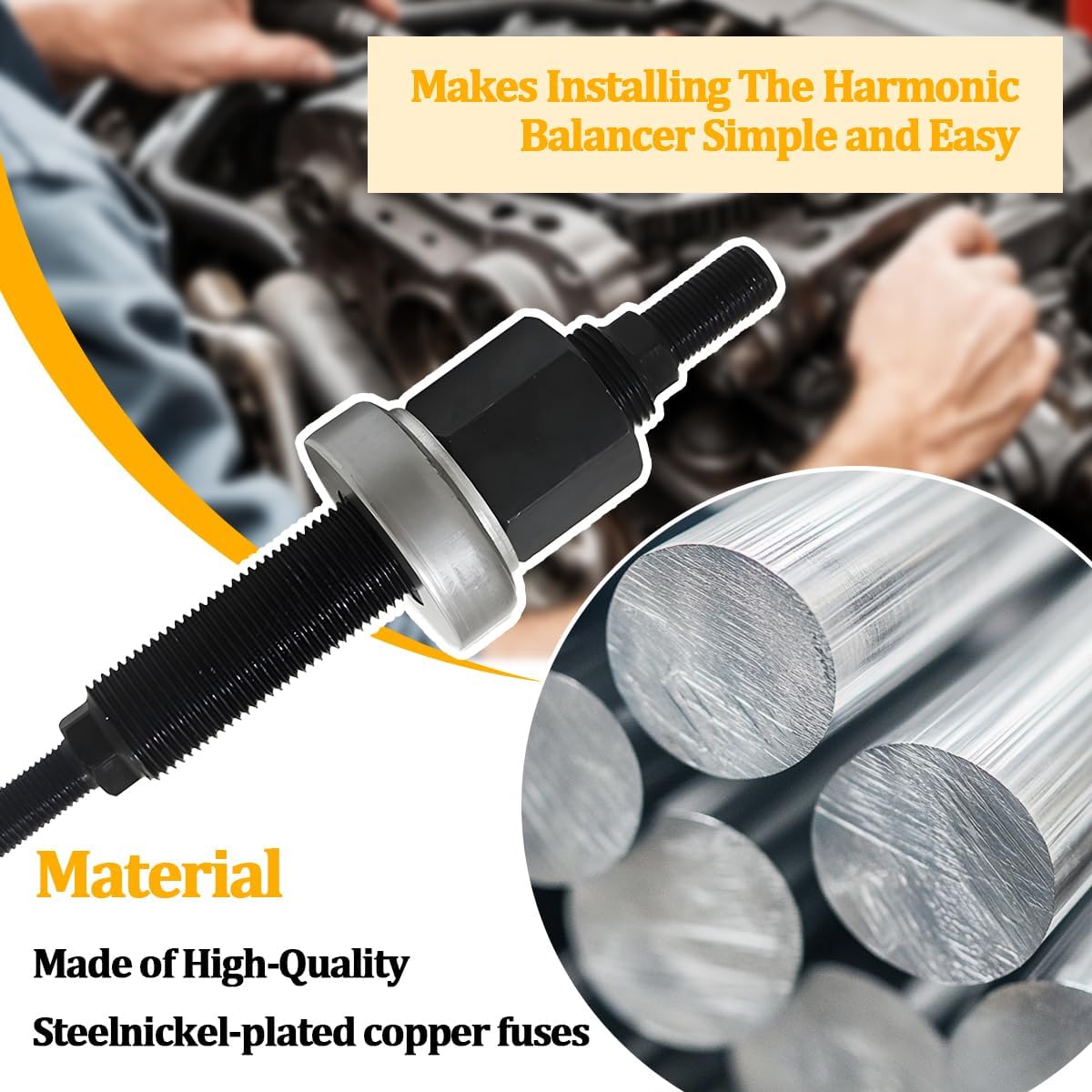 Car Harmonic Balancer Installation Tool, OEM#66515 Automotive Puller Vibration Damper Installer, Vehicle Harmonic Balancer Installation Tool, Compatible with SBC BBC Cranks