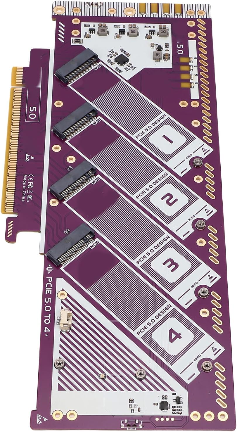 PCIe 5.0 X16 to NVMe Expansion Card, 512Gbps High Speed M.2 SSD Adapter, Gold Plated PCB Adapter, Ideal for Computer & OS X