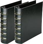LETVPVOW Vintage Hardback 3 Ring Binder 2 Inch, Professional Leather Binders 2 Inch D Ring, Holds 400 Sheets Capacity 2 Pack - Dark Green