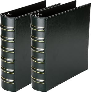 LETVPVOW Vintage Hardback 3 Ring Binder 2 Inch, Professional Leather Binders 2 Inch D Ring, Holds 400 Sheets Capacity 2 Pack - Dark Green