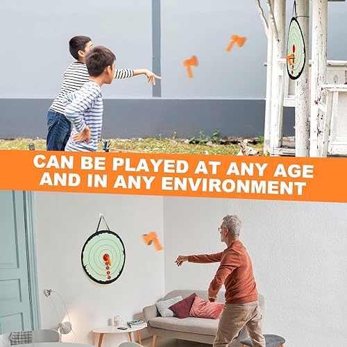 Miniatura 6 de Hiboom Juego de 4 juegos de lanzamiento de hacha en el patio trasero, incluye 4 dianas de dardos y 16 hachas, juego de lanzamiento de hachas, juegos