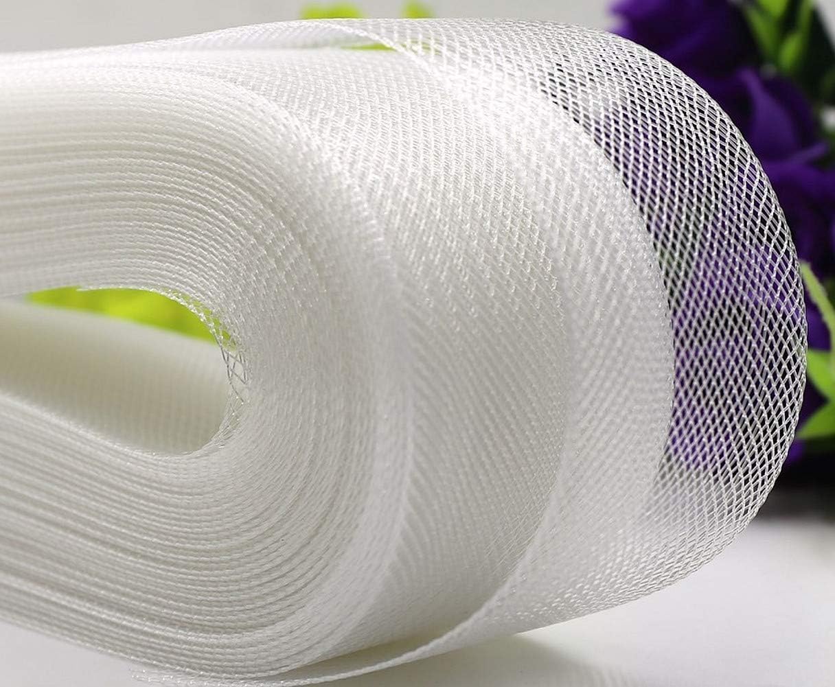 Jainsons Horsehair Crinoline Braids CAN CAN Net Strip Fabric Very and Premium Boutique Range Nylon White Length-50 Yard (Width-1.0 Inch)-image-6