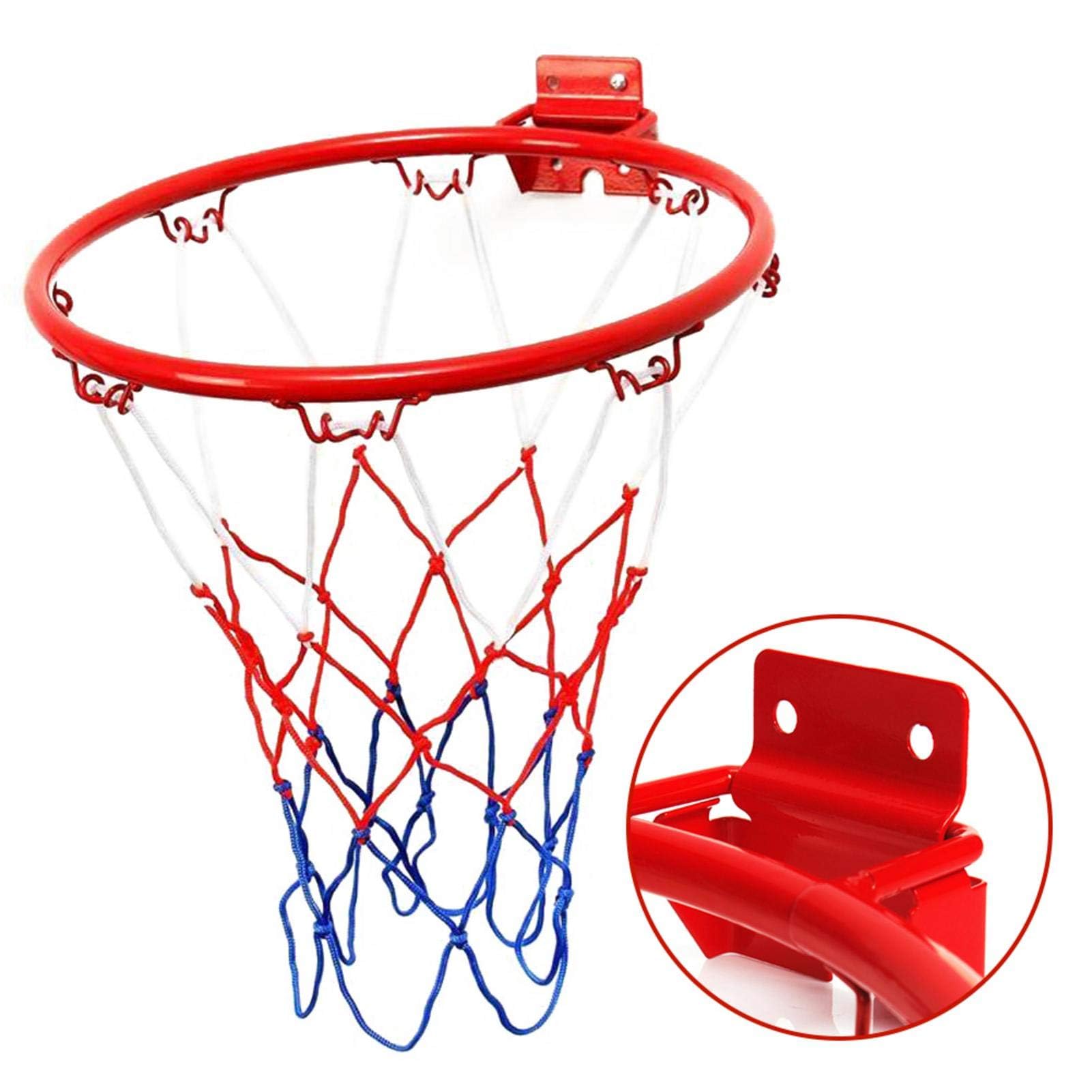 Basketballkorb Wandmontage, Basketballring für Kinder mit Netzschraube, Basketball Korb für Drinnen und Draußen, Durchmesser 32 cm, Metall