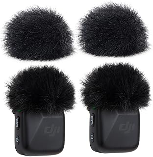 SUNMON Microphone Pop Filter, Mic Cover Furry Foam for DJI Mini Microphone (4PCS/Black)