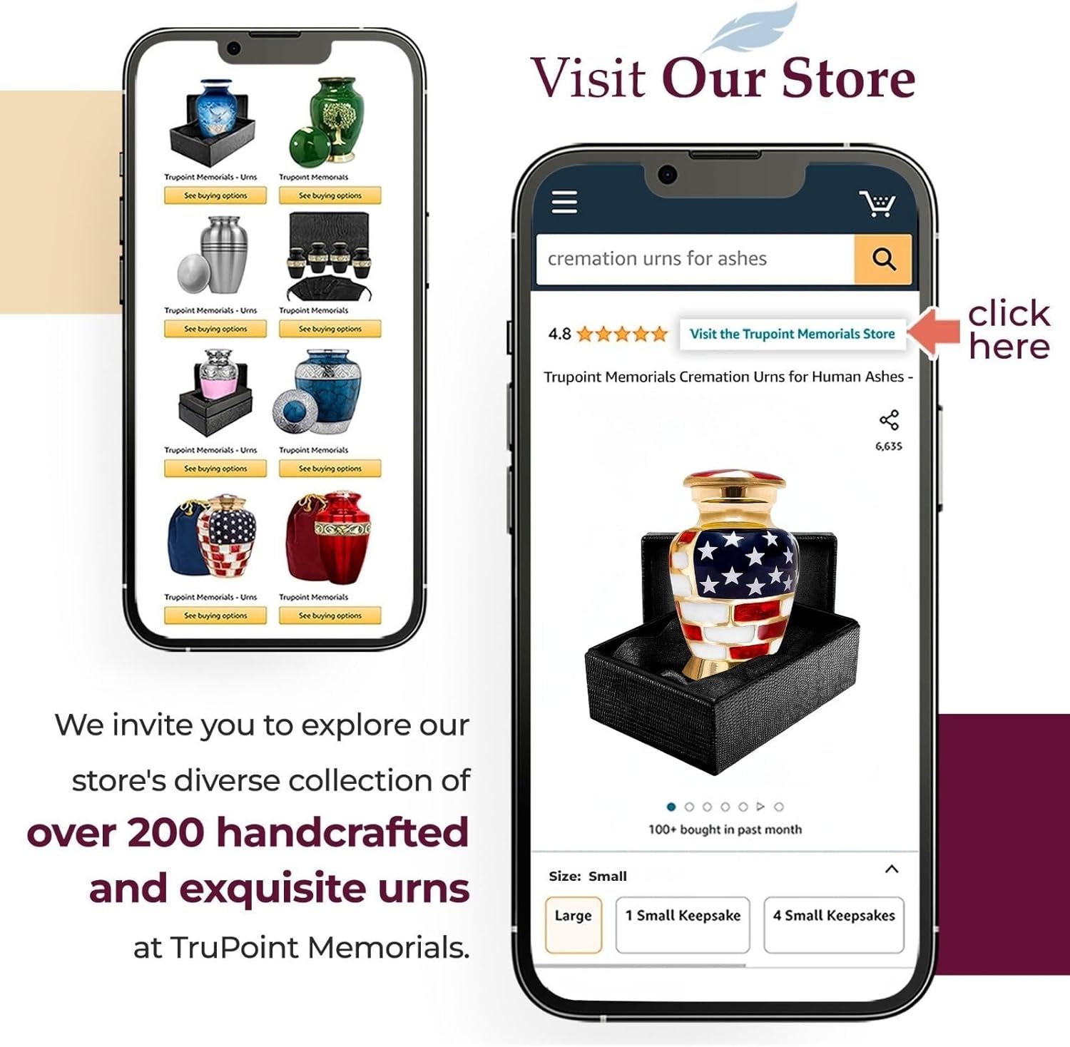 Trupoint Memorials Small Urns for Human Ashes Keepsake, Military and Patriotic Decorative Mini Cremation Urn for Veteran Adult Men and Women, Small Gold