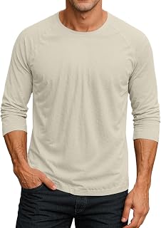 Mens 3/4 Sleeve Shirts Shirt Long Crewneck Lightweight T-Shirts Casual Work Moisture Wicking Tees Light