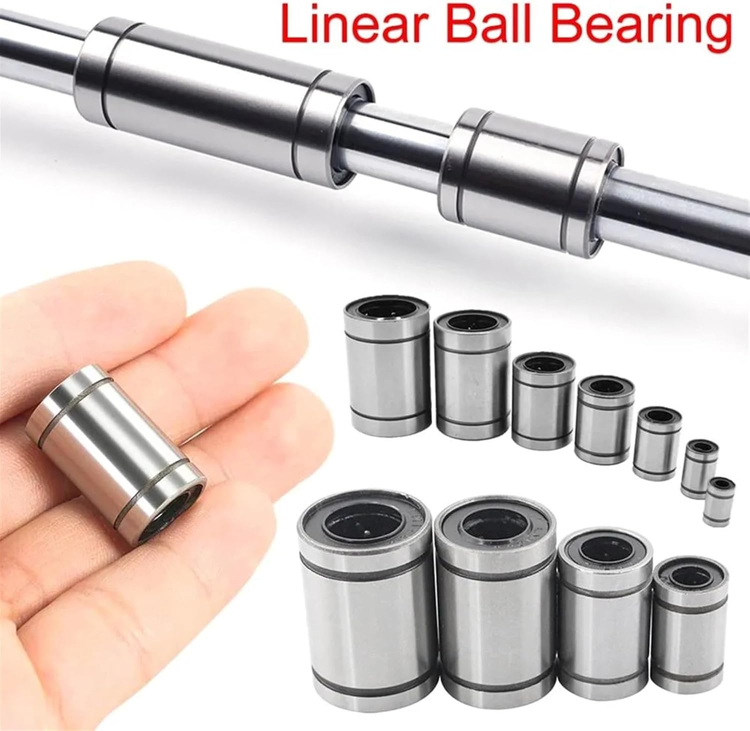 Linear Ball Bearings Part Bush Bushing Nickel Plated Chrome Steel Rods Shaft CNC Parts for 3D Printers LM3UU LM4UU LM6UU LM20UU(LM5UU 5x10x15)