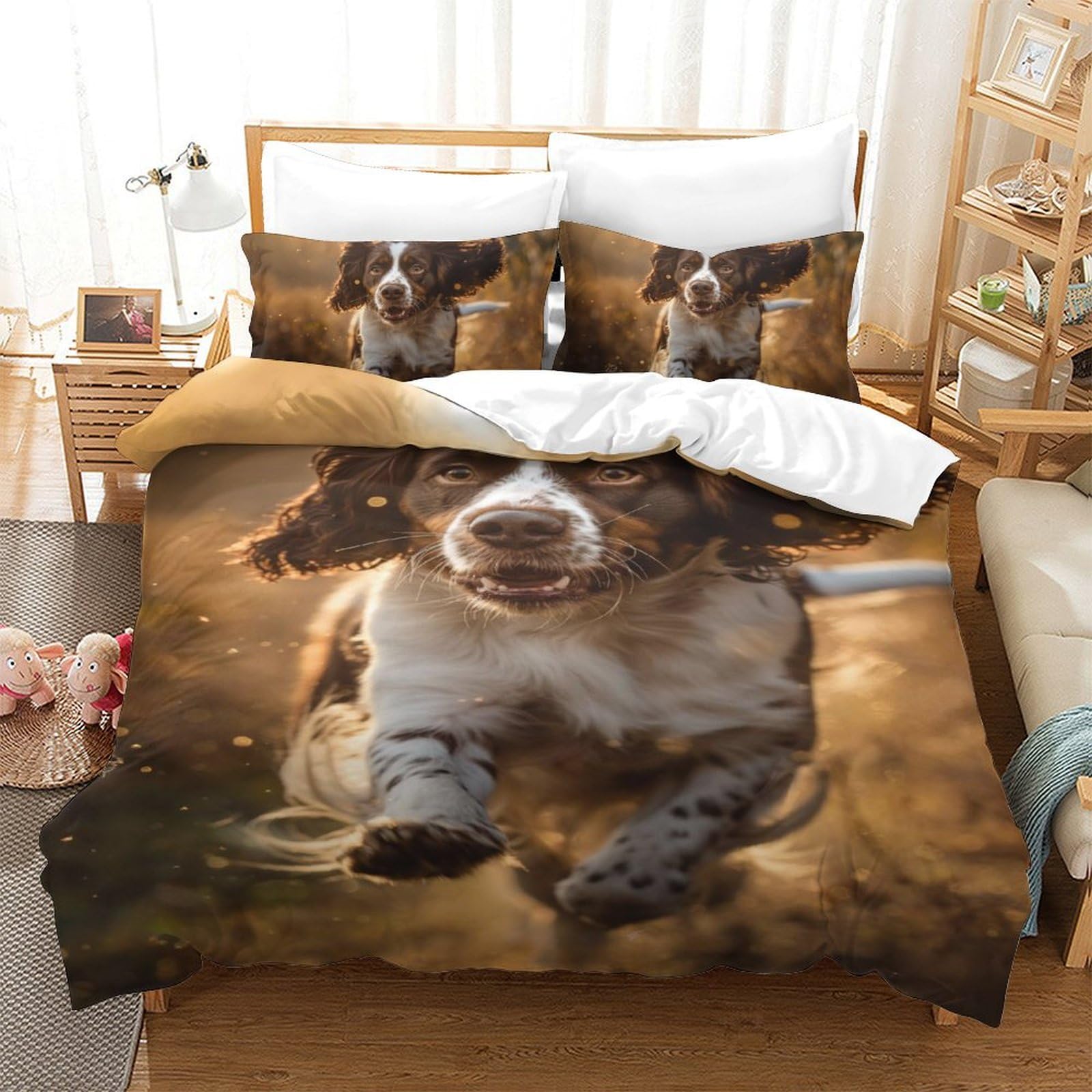 Housse de couette Springer Retriever imprimée en haute qualité avec ses taies