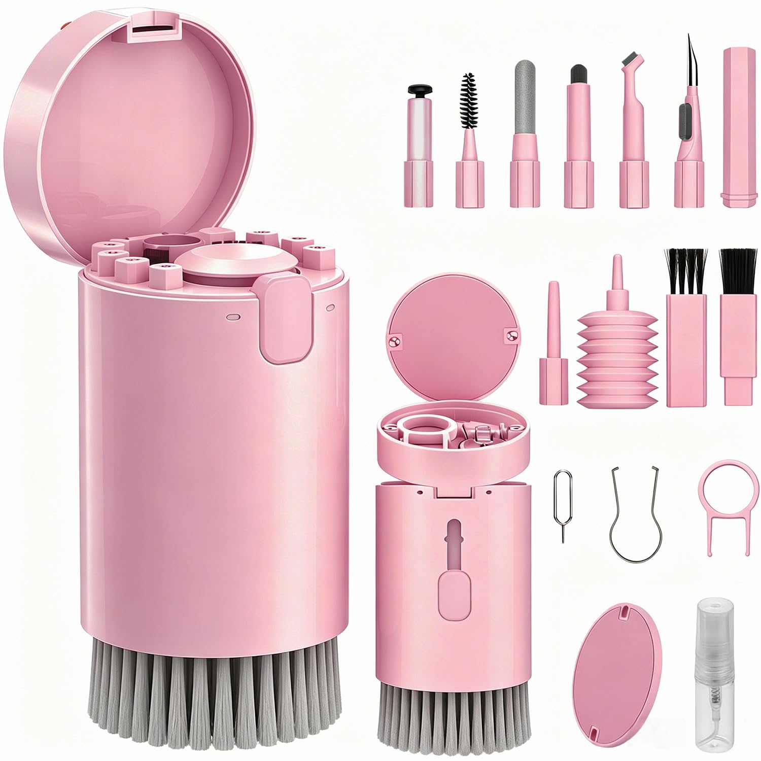 20 in 1 Keyboard Cleaner Phone Cleaning Kit Laptop Cleaning kit Camera Cleaning Kit PC Cleaning Kit Keyboard Cleaning Kit Portable Electronics Cleaning Kit (Pink, 20 in 1)