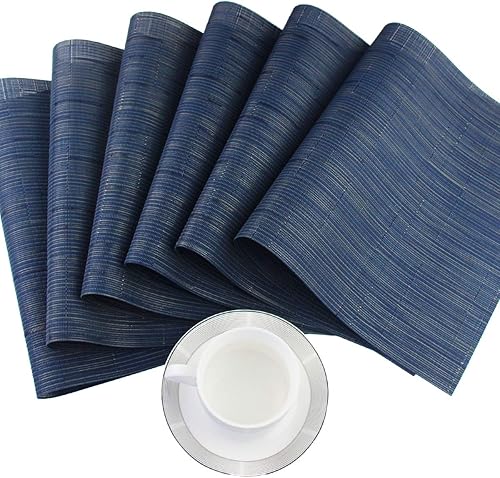 Miniatura 3 de Mantel individual de plástico Bechen, mantel individual lavable antideslizante, para mesa de comer, set de manteles individuales de mesa, se limpia