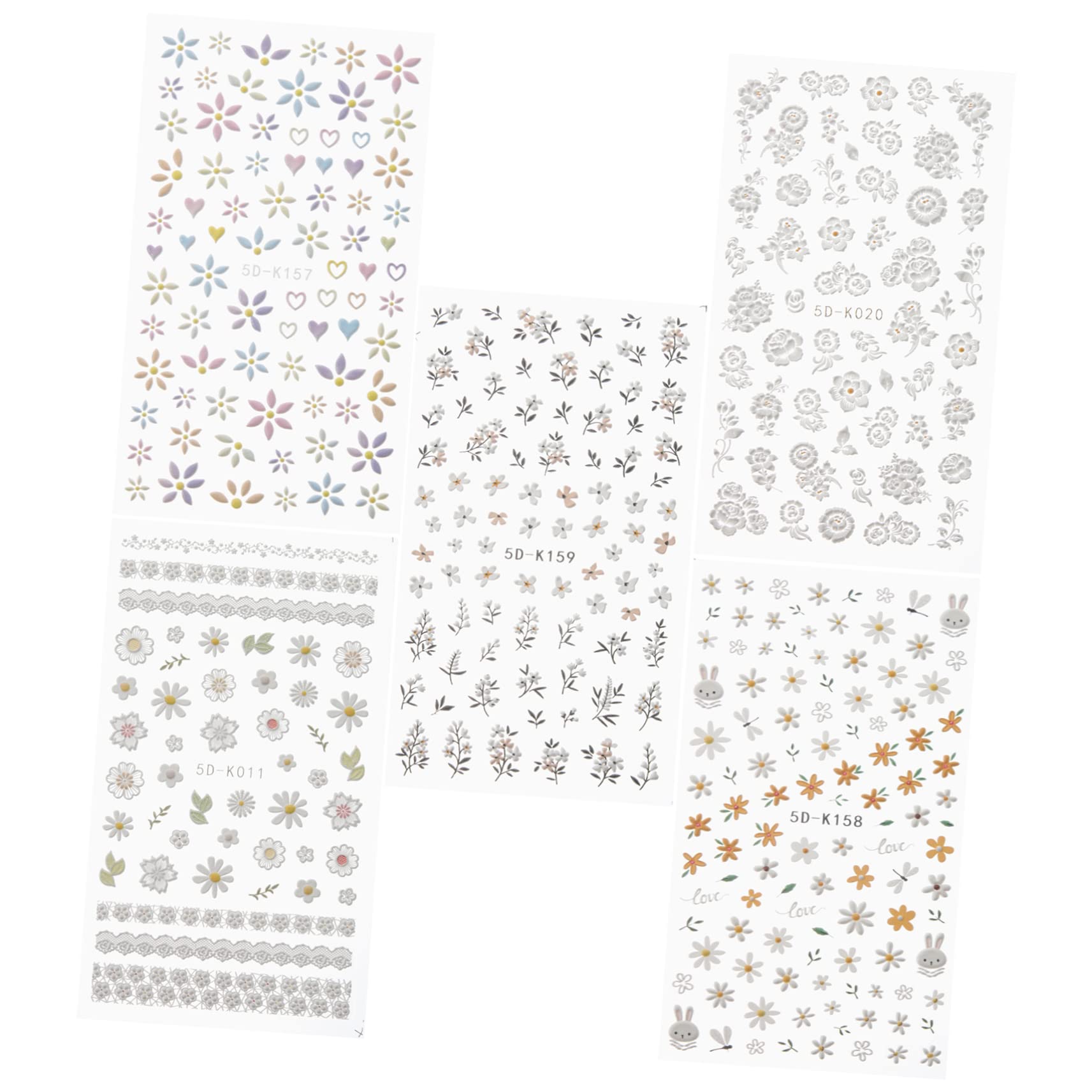 minkissy 15 Hojas calcomanías decorativas para uñas calcomanías uñas margaritas manicura pegatinas pegatinas para decoración floral arte clavo