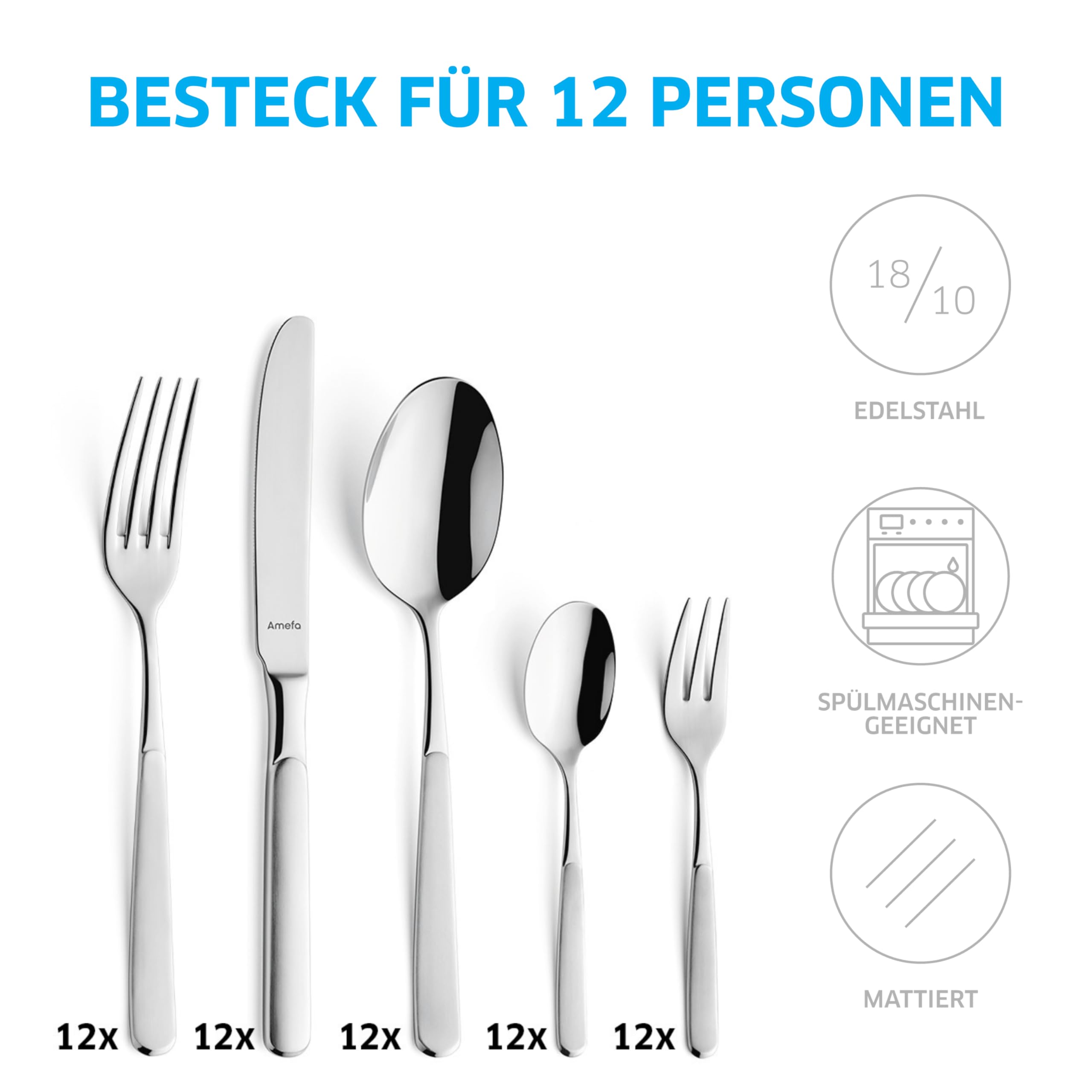 Homikit Bestekset voor 6 personen, 36-delig roestvrij staal, poliet