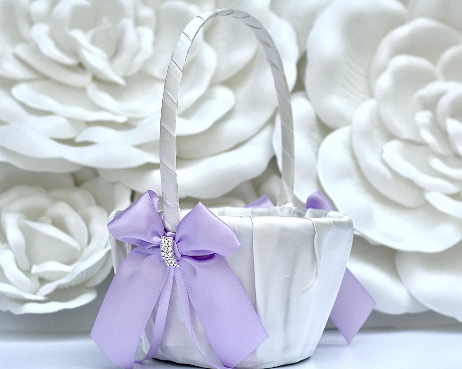 Flower Girl Basket and Ring Bearer Pillow Set ONLY in Ivory and Lavender Color