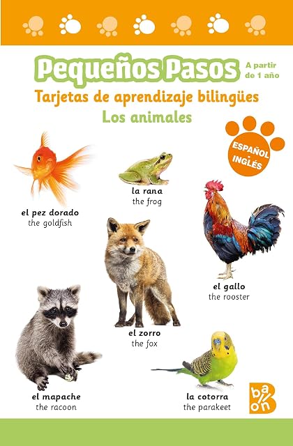 Portada de Pequeños pasos - tarjetas de aprendizaje bilingües - los animales