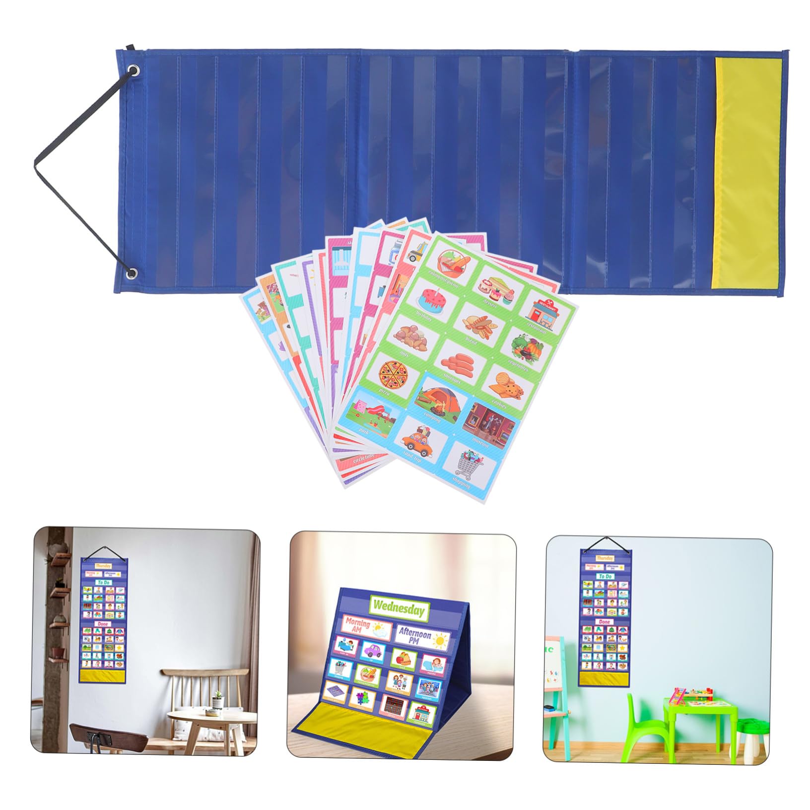 Baluue Calendario Visual para Niños de Poliéster y Pvc Tabla de Rutinas Diarias y Recompensas de Comportamiento Adecuado para Uso en Casa y Escuela