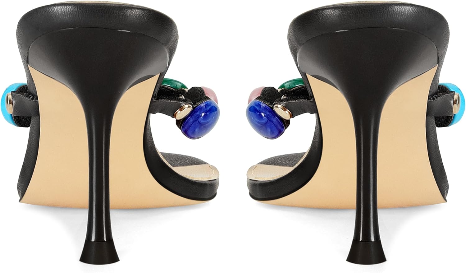 Women's Strappy Heeled Sandals Jewelled Thong Flip-Flop Kitten Heels Slip On Pumps Stiletto Dressy Summer Mule High Heel Round Open Toe Fashion Vintage Bohemia - Image 7