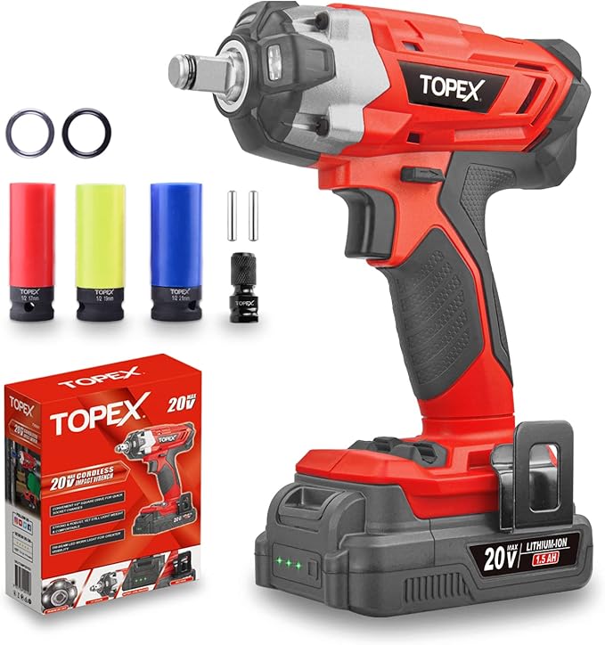 TOPEX 2IN1 20V Cordless Impact Wrench Driver Electric Impact Wrench 1/2