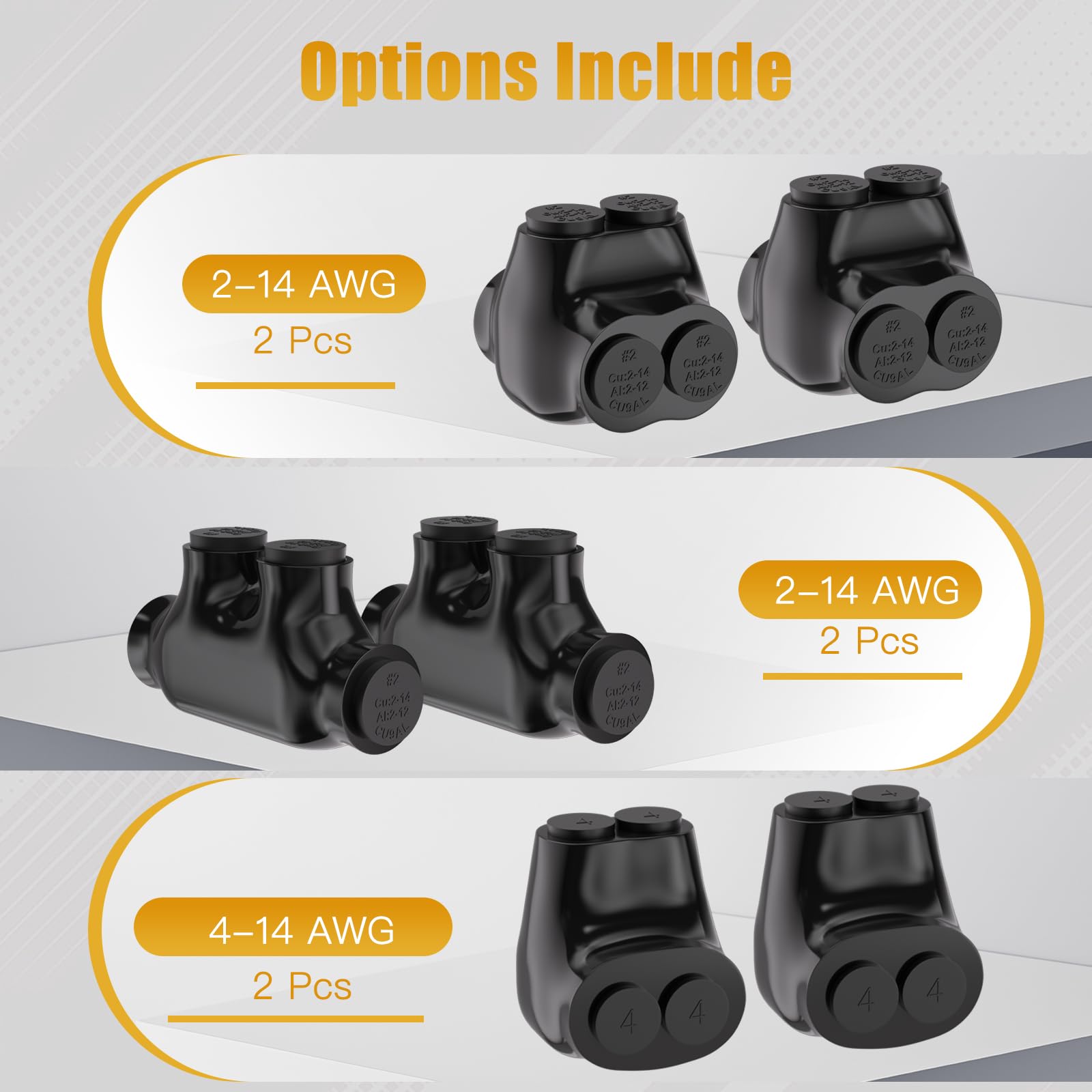 STARELO Lot de 6 connecteurs de fils isolés à 2 ports, connecteurs multi-robinets pour fils de cuivre et d'aluminium, hexagonaux Allen fendus avec revêtement en vinyle noir, pré-remplis avec