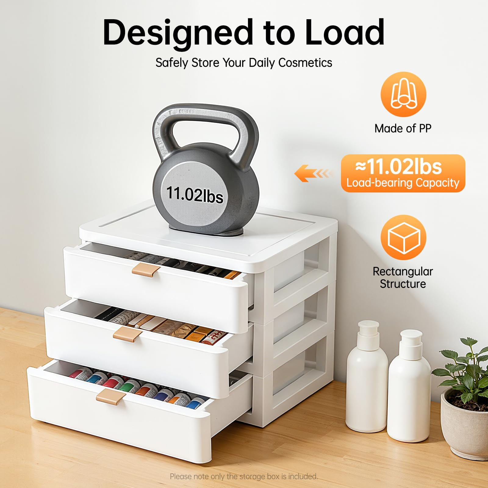 Schreibtisch-Aufbewahrungsbox Schubladenbox Schreibtisch-Organizer Aufbewahrungs-Organizer mit 3 Schubladen Kosmetik-Organizer Desktop Aufbewahrungsbox für Arbeitszimmer, Schlafzimmer, Büro