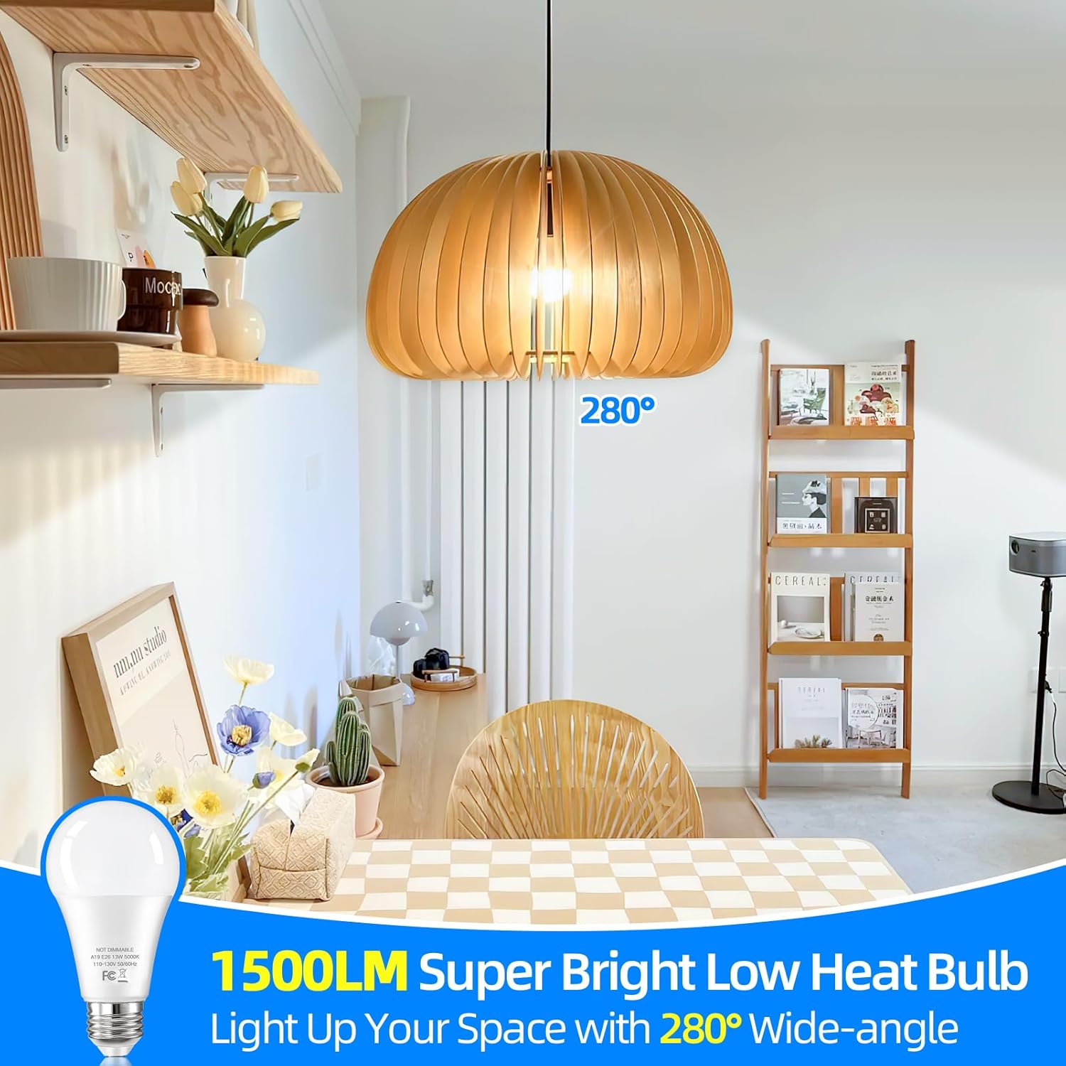 24-Pack A19 LED Light Bulbs Equivalent 100W, 13W 5000K Daylight White LED Bulbs Super Bright 1500 Lumens, E26 Base Bulb for Home, Bedroom, Office Lamp, Non-Dimmable