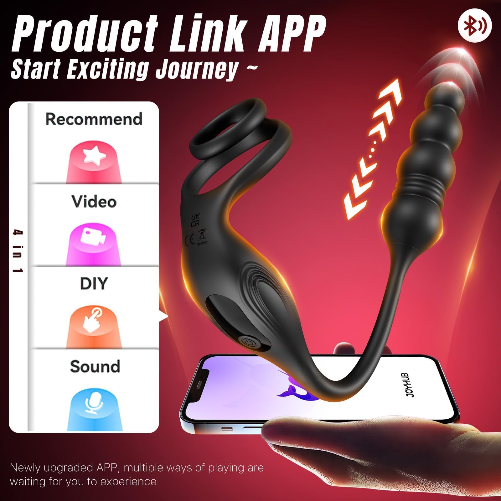Anillo vibrador para el pene con masajeador de próstata, tapón anal,vibrador de próstata,juguetes para adultos,juguetes anales, tapón anal vibrador con control remoto por,10modos de vibración