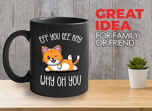 Miniatura 2 de Bubble Hugs Taza de café de yoga de 11 onzas, color negro, Eff You See Kay Why Oh You, meditación, deporte, alivio del estrés, relajación,