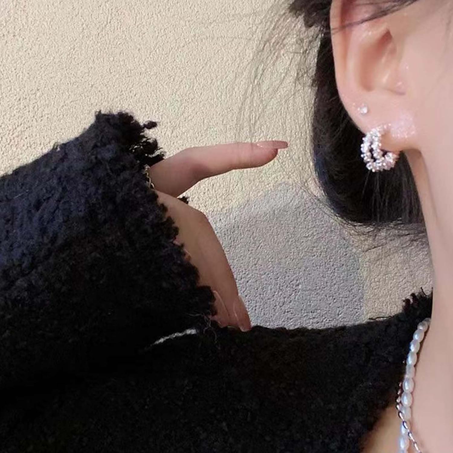 Handmade Vintage C Shape Earrings Small Half Hoop Earrings Wrapped Hoop Dangle Earrings Double Gold C Shape Earrings Irregular Studs Earrings Jewelry for Women and Girls Gifts - Image 3