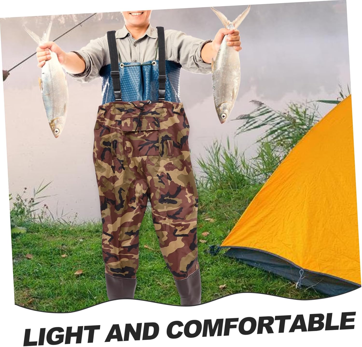1set Fishing Waders Pants Half Body Suit for Outdoor Fishing Suspenders Easy to Clean for Heavy-duty Work