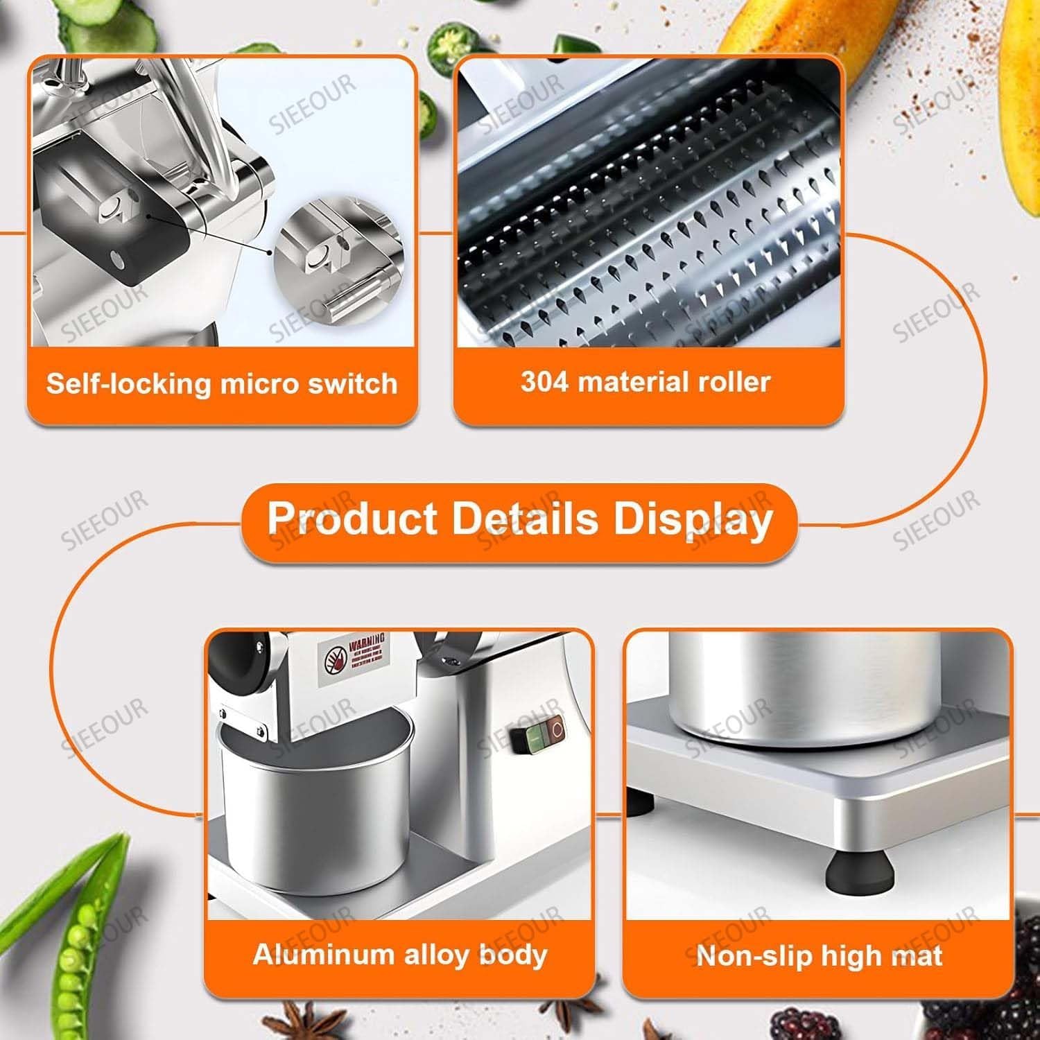 High-Power 900W Commercial Cheese Grinder - Stainless Steel Electric Grating Machine with Safety Shield, Perfect for Food Service & Catering Businesses