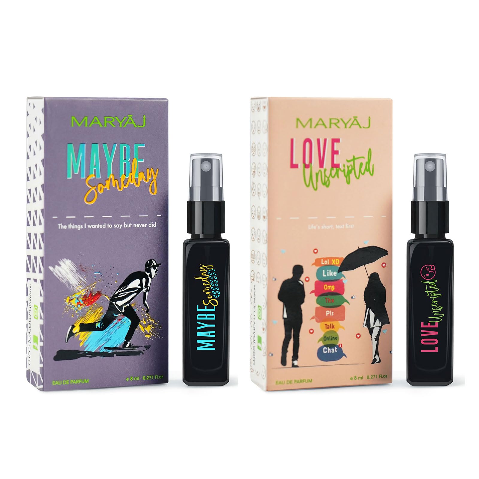 Maryaj Maybe Someday EDP and Love Unscripted EDP 8ML Long Lasting Scent Spray Gift For Men and Women