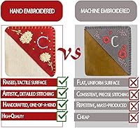 Vista 4 de Marcapáginas de esquina bordado a mano personalizado, lindo marcador de libro con flores, regalo de costura a mano para mujeres amantes de los Rojo