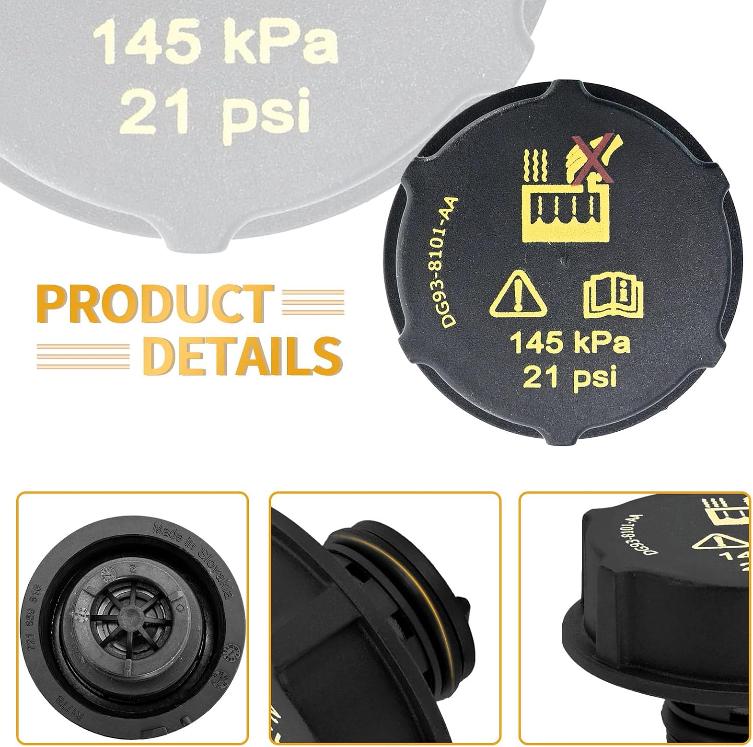Radiator Cap Coolant Reservoir Cap Replacement for DG938101AA Compatible with Ford Focus Fiesta Mondeo Mustang Explorer