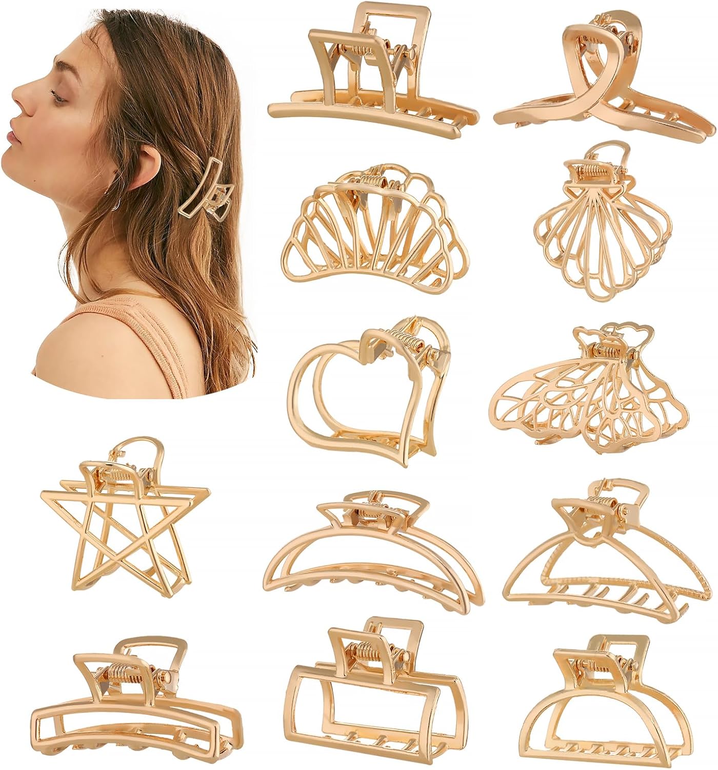 12 Pack Small Hair Clips, Metal Claw Clips, Mini Hair Clips for Girls