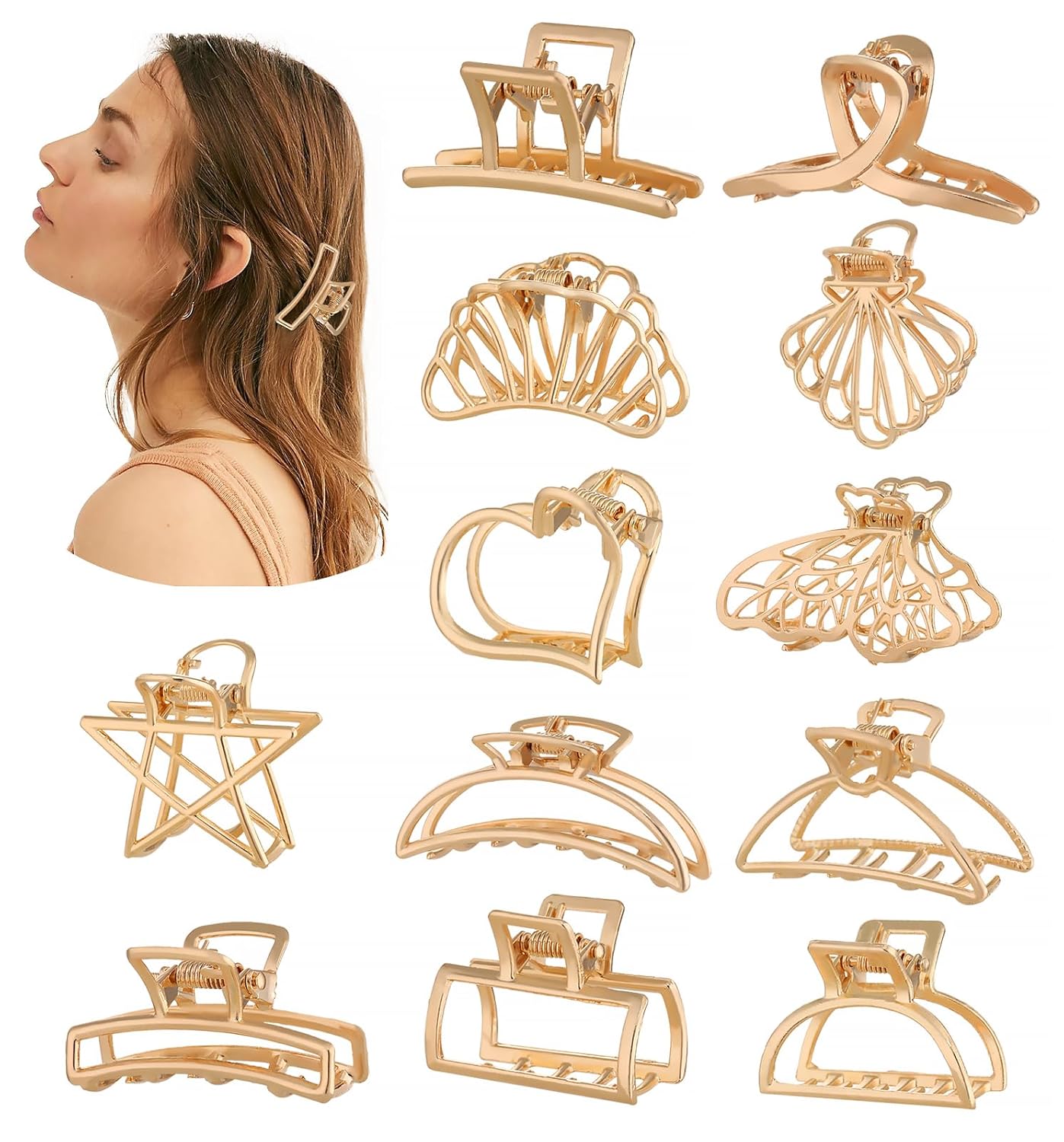 12 Pack Small Hair Clips, Metal Claw Clips, Mini Hair