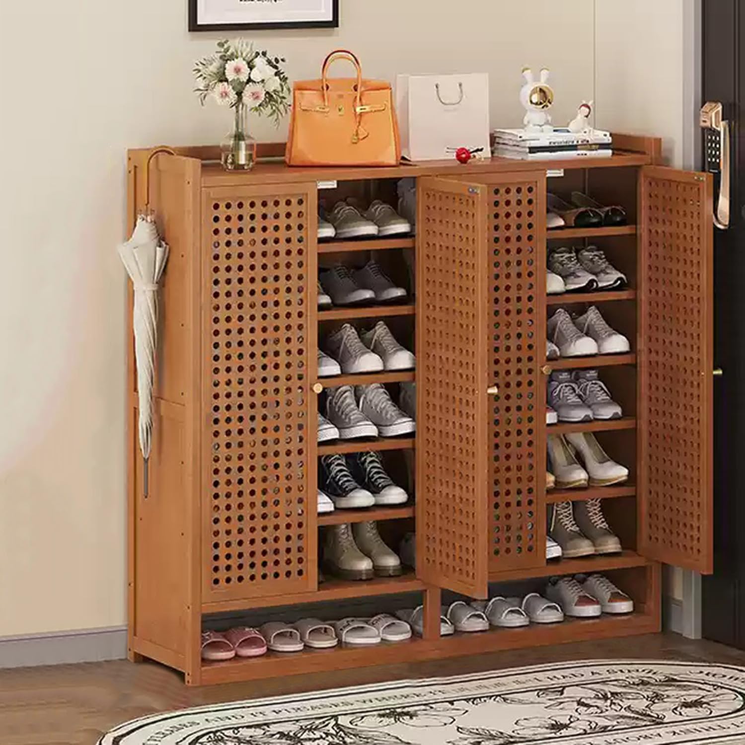 Zapatero de 3 puertas elegante para armarios y zonas de paso