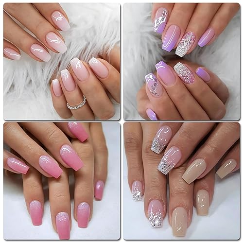 Miniatura 6 de LoveOurHome 576 piezas Uñas a presión en forma de ataúd, uñas postizas cortas, uñas de bailarina, de cobertura completa, artificiales, acrílicas, de