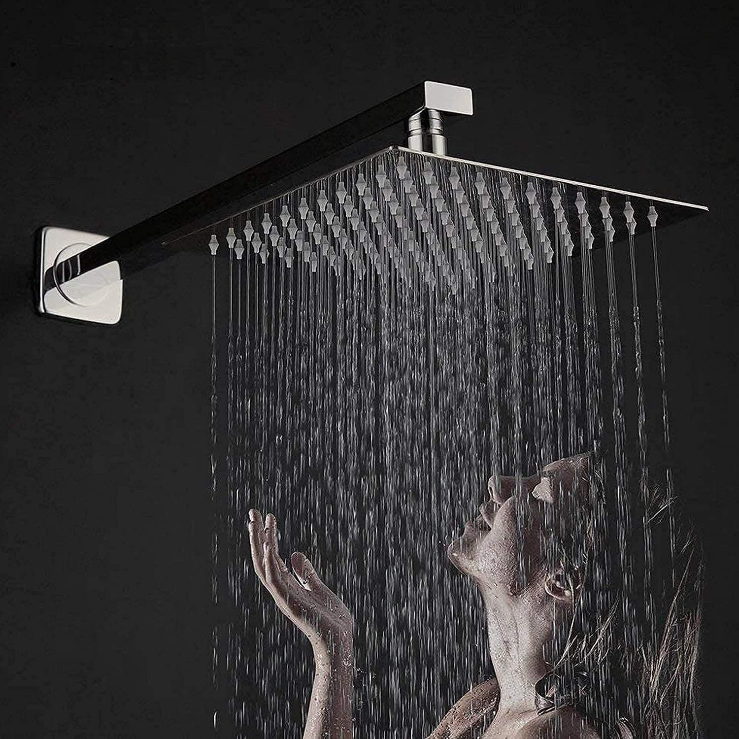 ERATO® Stainless Steel and Brass Polished Heavy Rain Drop Shower Easy-to-clean bathroom Head shower (8x8 with 15 inch arm)