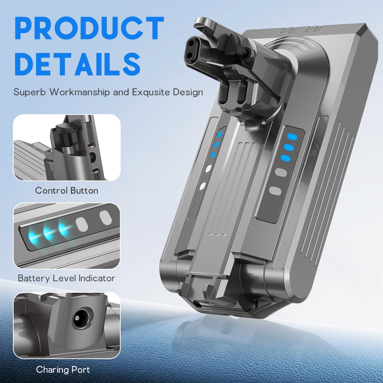 Batteria LabTEC per Dyson V10, batteria di ricambio agli ioni di litio da 25,2 V e 3900 mAh per Dyson V10 Serie Animal Absolute Motorhead SV12 con caricatore V10 Aspirapolvere senza fili con cacciavit