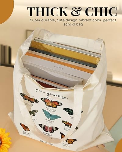 Miniatura 4 de Bolsa de lona estética para mujer, lindas bolsas de algodón reutilizables de tela para ir de compras, playa, regalos de moda