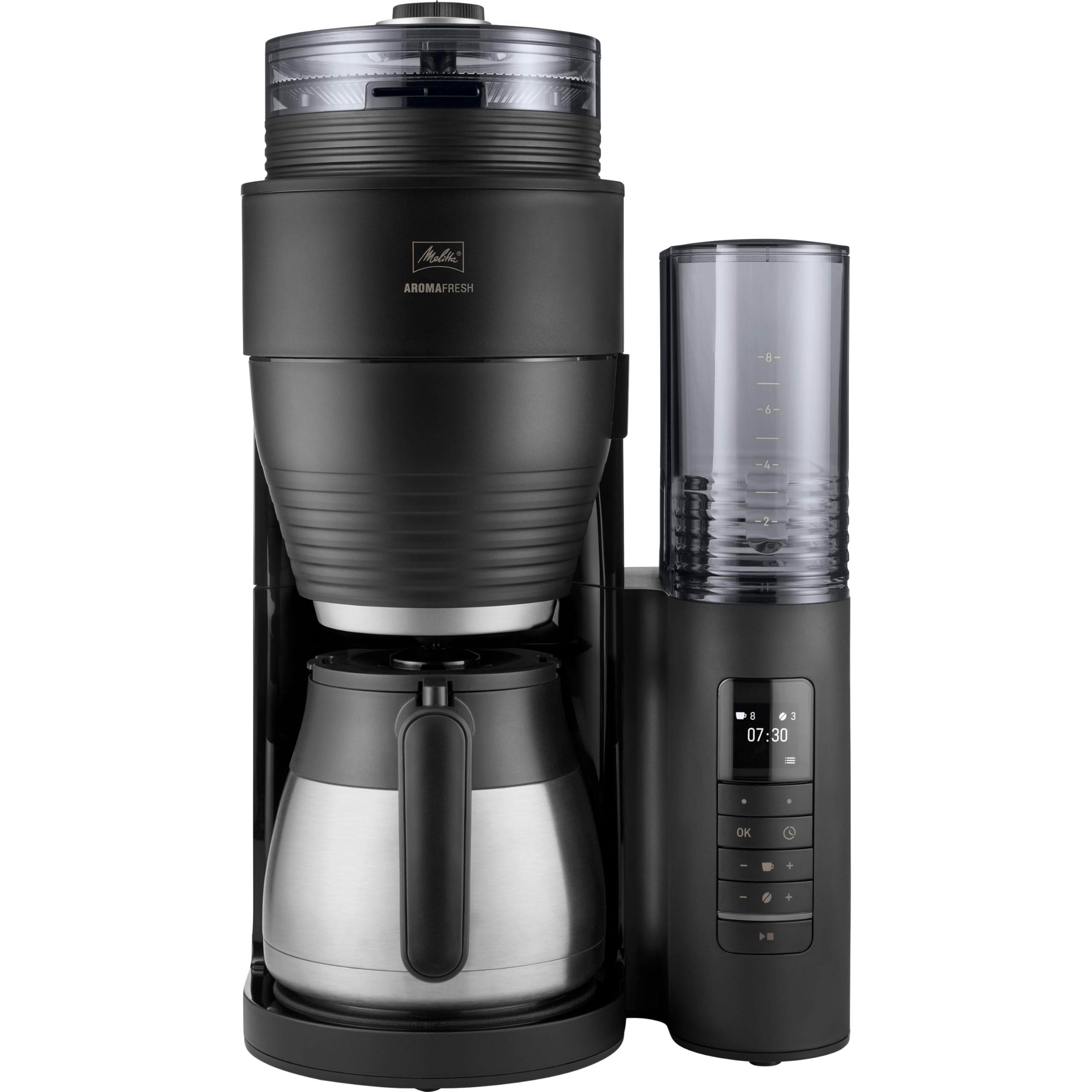 Melitta AromaFresh Therm Pro X, cafetière filtre avec moulin intégré, verseuse isotherme