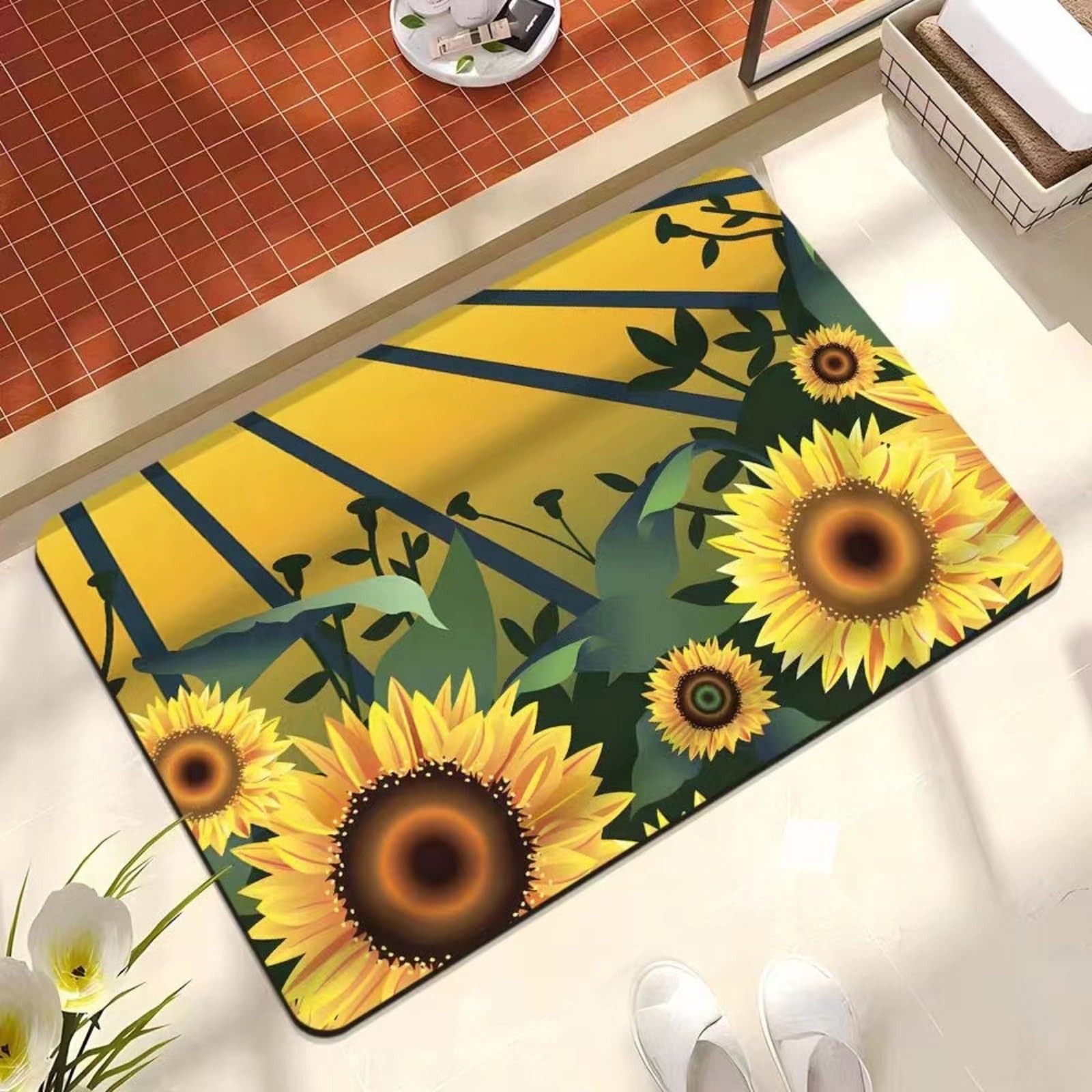 Tapis de bain en terre de diatomée absorbant et tapis de douche bohème 80x120