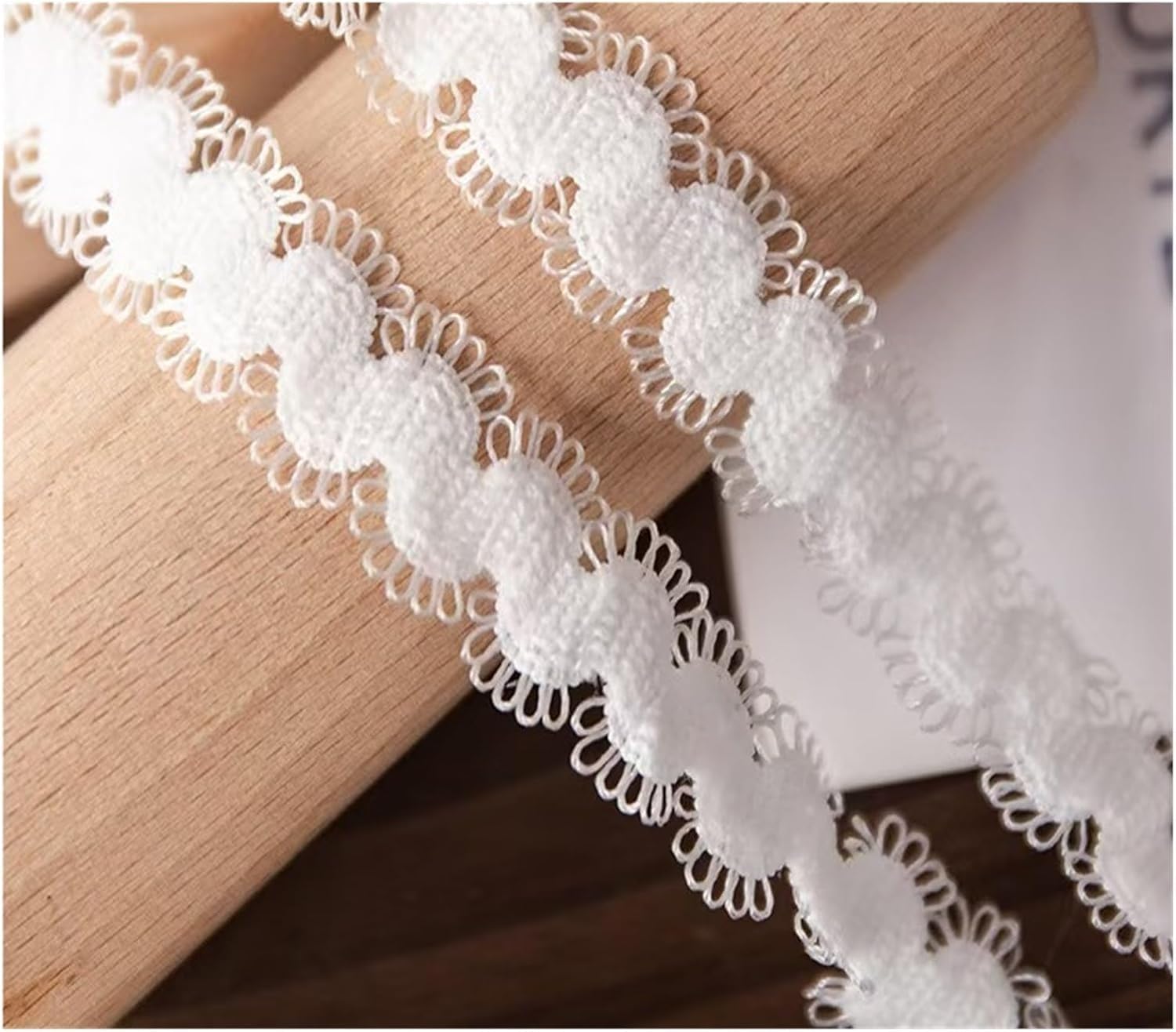 Cinta de encaje, tela de encaje, cinta de encaje elástica, cinta de borde de encaje, cinta decorativa para álbumes de recortes, decoración de boda (blanco)