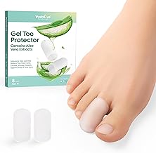 Welnove Gel Toe Cap and Toe Protector - 8 Pack Aloe Vera Extract Infused Silicone Toe Covers - for Pain Relief, Missing or Ingrown Toenails, Corns, Calluses, Blisters