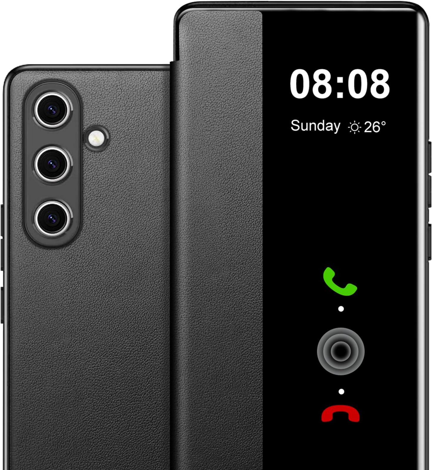 Flip Case for Samsung Galaxy A55 Case S View, Clear View Flip Folio PU Leather & Hard PC Phone Case, Luxury Anti-Scratch Flip Cover for Samsung Galaxy A55 Smartphone (Black)