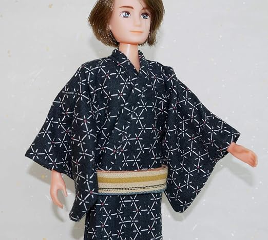 Amazon Co Jp リカちゃんのパパ 黒 着物 2点セット ハンドメイド 和服 洋服 ゆかた 浴衣 303 服 ファッション小物