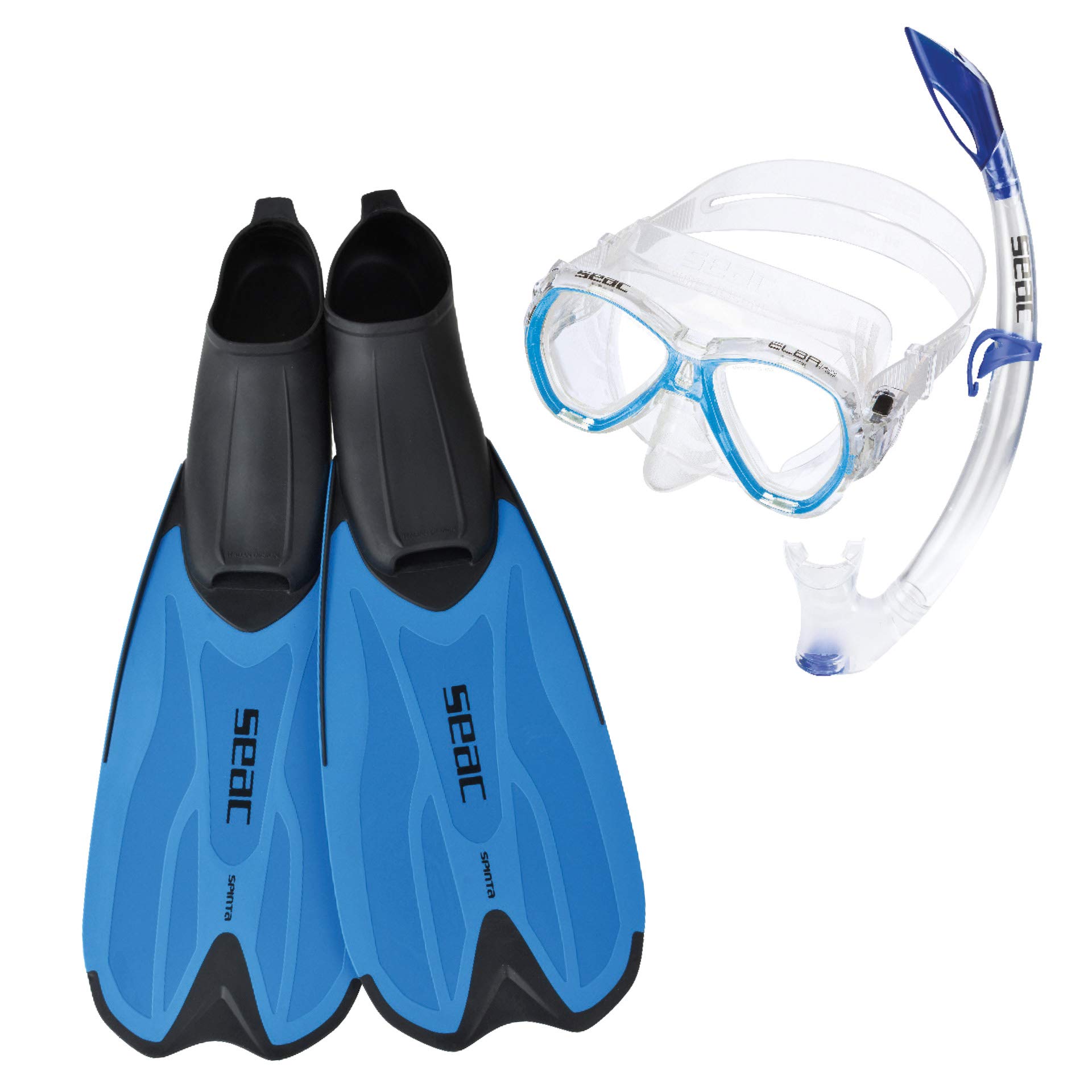 SEAC Set Spinta Paquete con máscara de Buceo, Tubo y Aletas, para Adultos y niños, Juventud Unisex