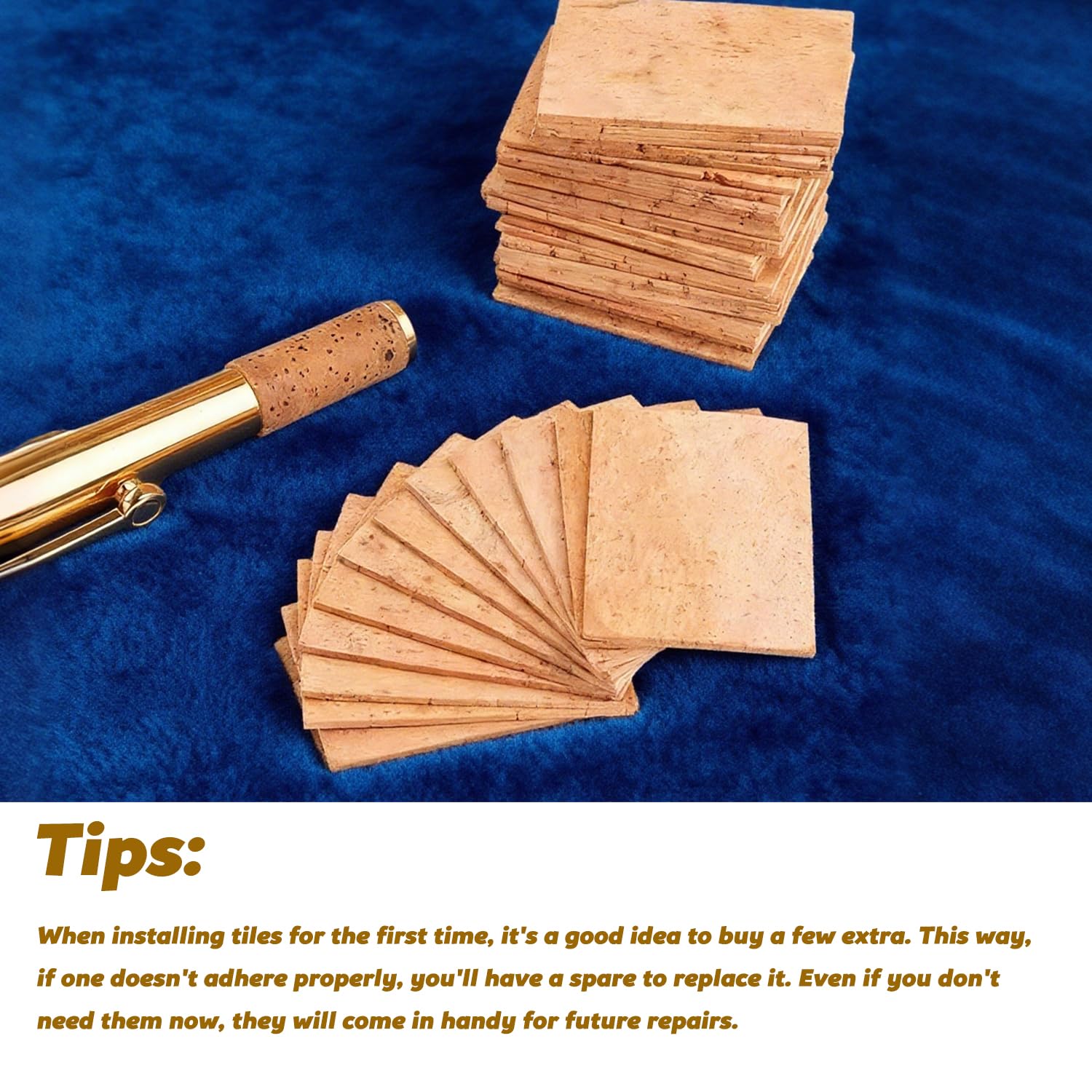 Kit de repuesto de corcho para saxofón tenor | 3 corchos de 42 x 62 mm, grasa, pegamento, cuchillo, 2 papel de lija, cuerda | Juego completo de mantenimiento y reparación