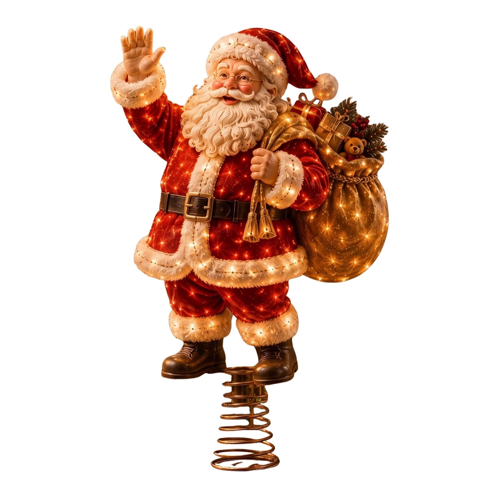 Lighted Christmas Tree Topper Illuminated Santa Treetops Ornament — image 1