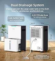 Vista 2 de Deshumidificadores de 5000 pies cuadrados para el hogar y el sótano, deshumidificador de 52 pintas/día con manguera de drenaje, 3 modos