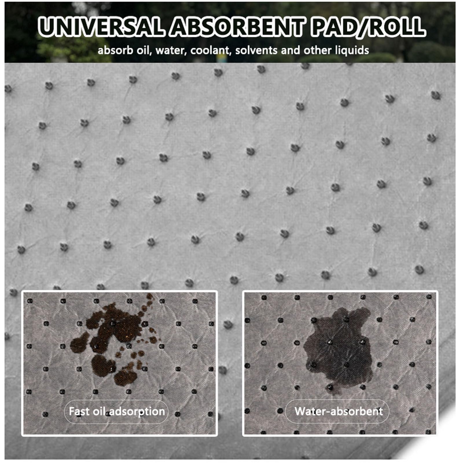 Alfombrillas absorbentes de aceite， Rollo de almohadillas absorbentes de aceite universales for fluidos a base de aceite y agua, tapetes de mantenimiento for derrames for uso en interiores y exteriore